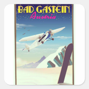 Adesivo Quadrado Poster mau da snowboarding de Gastein Áustria