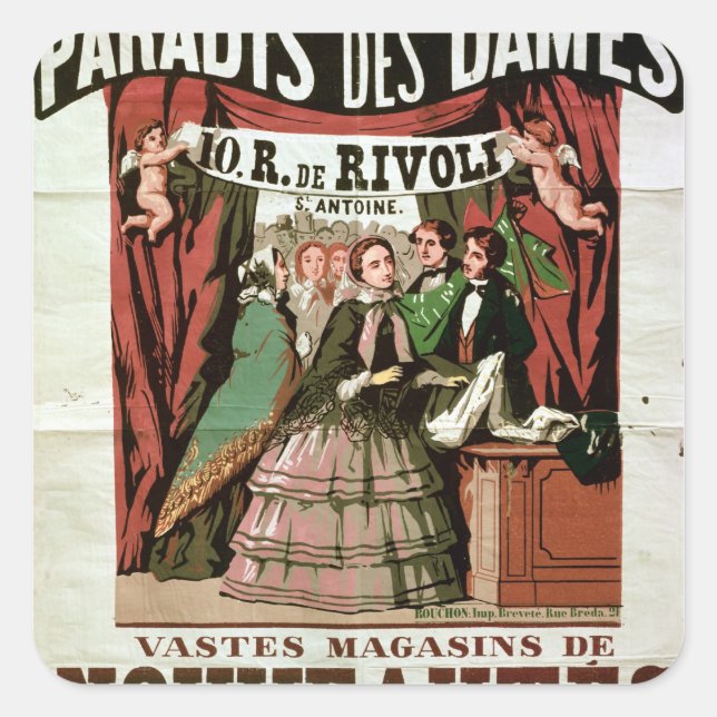 Adesivo Quadrado Poster publicando 'Au Paradis des Dames' (Frente)