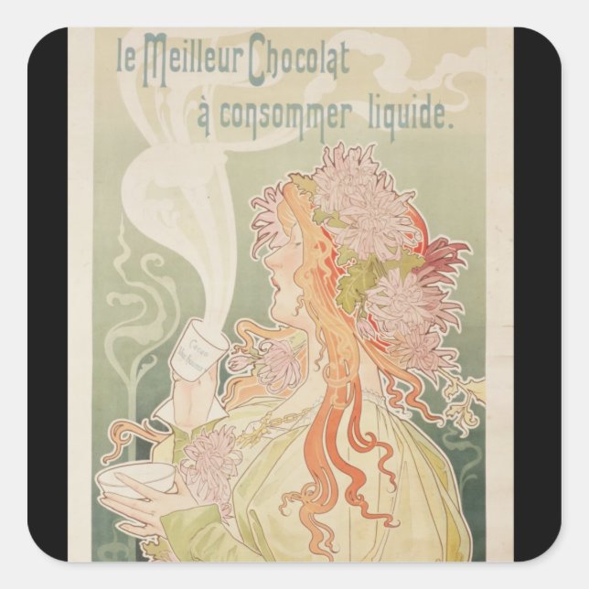 Adesivo Quadrado Poster publicando Cacao Van Houten Bélgica (Frente)