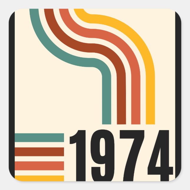 Adesivo Quadrado poster vintage 50º aniversário 1974 (Frente)