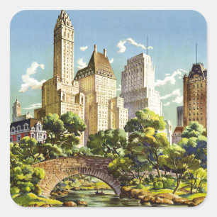 Adesivo Quadrado Poster vintage Central Park Nova Iorque