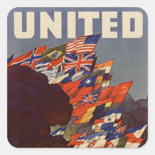 Adesivo Quadrado Poster vintage WWII