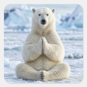 Adesivo Quadrado Postura de Yoga do Urso Polar