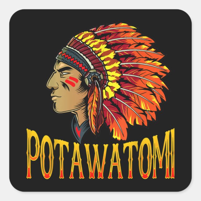 Adesivo Quadrado Potawatomi Tribe Americana Nativa Potawatomi Herit (Frente)