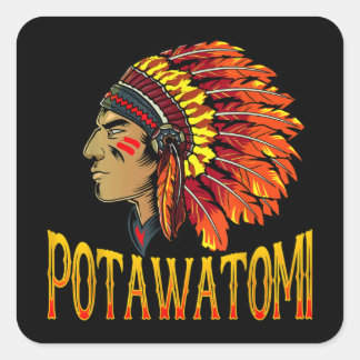 Adesivo Quadrado Potawatomi Tribe Americana Nativa Potawatomi Herit