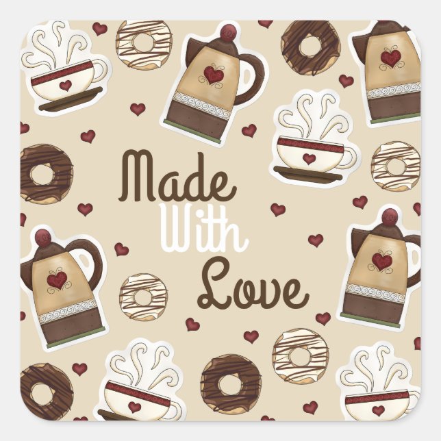 Adesivo Quadrado Pote de café e taça (Frente)