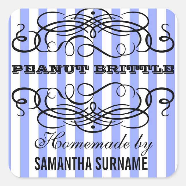 Adesivo Quadrado Pote de doces de preservação caseira (Frente)