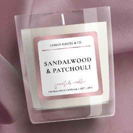 Adesivo Quadrado Pote de Vela Minimalista Moderno em Grafite Rosa E