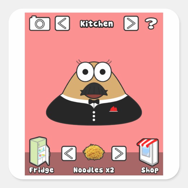 Adesivo Quadrado Pou hitle sticker (Frente)