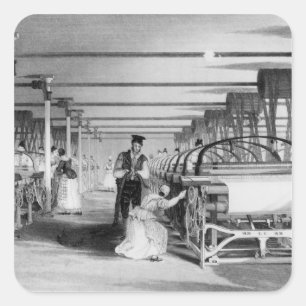 Adesivo Quadrado Power Loom Weaving, gravado por J. Tingle, 1835
