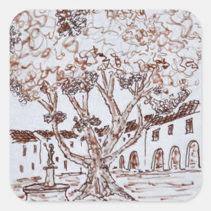 Adesivo Quadrado Praça da Liberdade, Saint-Guilhem-le-Desert