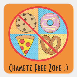 Adesivo Quadrado Praça da Passover Sticker "Chametz Free Zone"