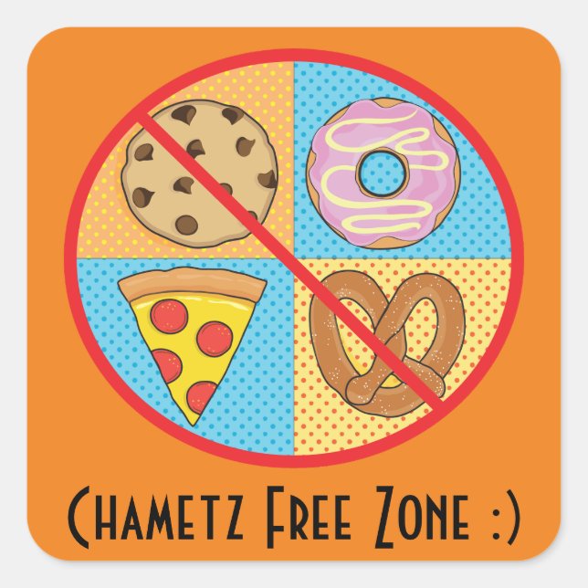 Adesivo Quadrado Praça da Passover Sticker "Chametz Free Zone" (Frente)
