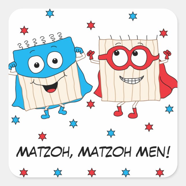 Adesivo Quadrado Praça da Passover Sticker "Matzoh, Matzoh Men!" (Frente)