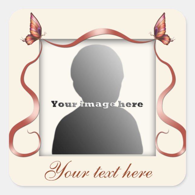 Adesivo Quadrado Praça de Fotos da Faixa de Opções da Borboleta (Frente)