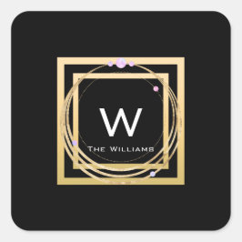 Adesivo Quadrado Praça de Monograma Quadro Dourado Minimalismo Geom