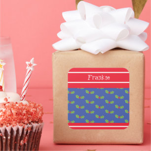 Adesivo Quadrado Praça de Natal Personalizada Holly & Berries