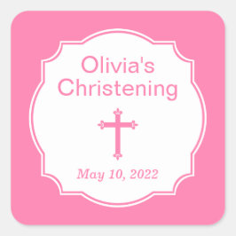 Adesivo Quadrado Praça do Batismo de Cristo Cruzado Rosa Moderna