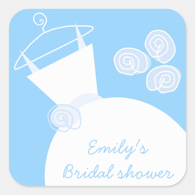 Adesivo Quadrado Praça do Chá de panela Azul de Casamento (Frente)