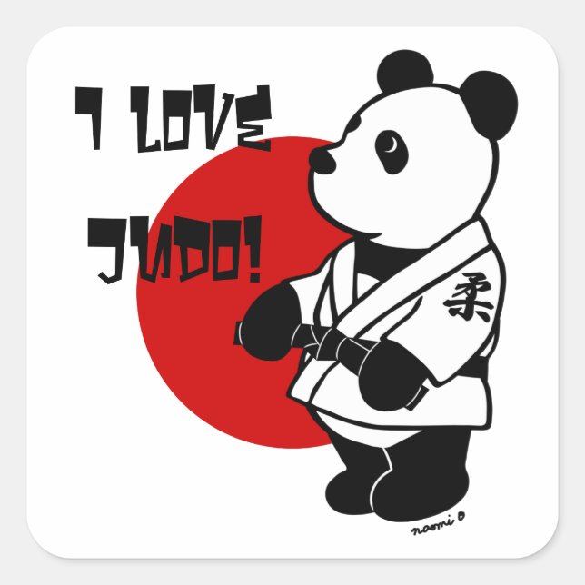 Adesivo Quadrado Praça do desenho animado personalizado Judo Panda  (Frente)