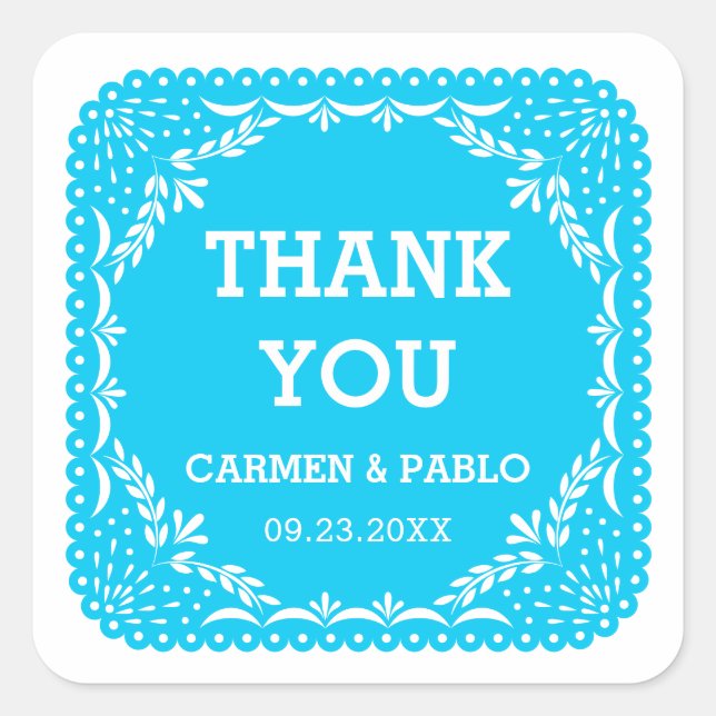 Adesivo Quadrado Praça-Favor do Casamento Púrpura Papel Picado (Frente)