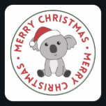 Adesivo Quadrado Praça Koala Christmas Snow Winter Animais Koalas<br><div class="desc">O coala de Natal com luzes de fadas. Animais engraçados com presentes e neve nas férias. Também é engraçado para o natal em julho. Os coalas são animais bonitos e perfeitos para o Natal.</div>