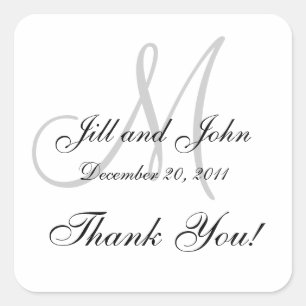 Adesivo Quadrado Praça Monogramas Stickers para casamentos Obrigado