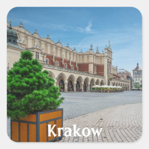 Adesivo Quadrado Praça principal na cidade antiga de Cracóvia, Polô