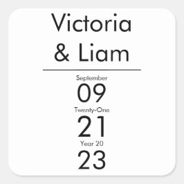 Adesivo Quadrado Praça Simples de Convite para Casamento Branco Mod