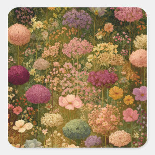 Adesivo Quadrado Prados Coloridos de Flores Silvestres 3