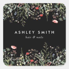 Adesivo Quadrado Prados de Flores Selvagens Pretas