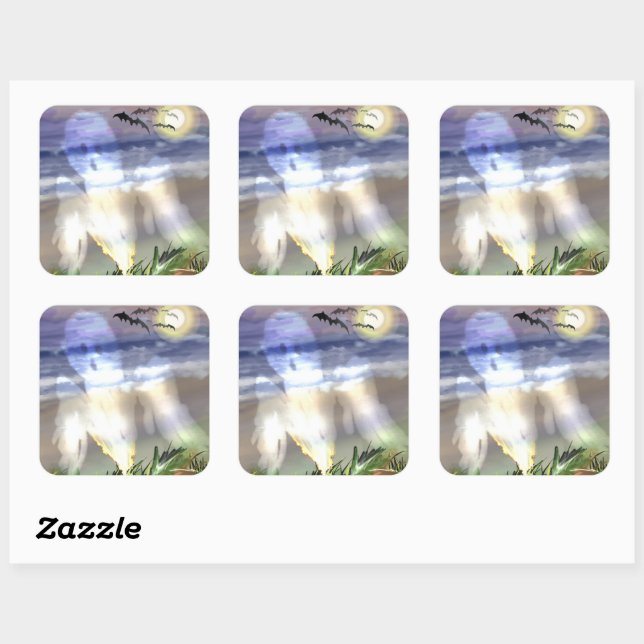 Adesivo Quadrado Praia Assombrada (Folha)