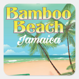 Adesivo Quadrado Praia Bamboo Jamaica