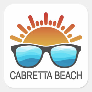 Adesivo Quadrado Praia Cabretta Ilha Sapelo Geórgia Óculos de Sol