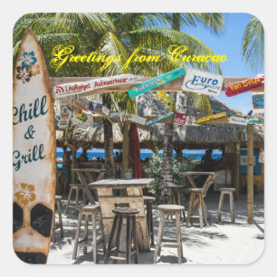 Adesivo Quadrado Praia de Curaçao