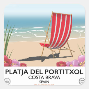 Adesivo Quadrado Praia do Portitxol, Costa Brava, Espanha