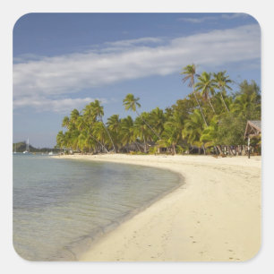 Adesivo Quadrado Praia e palmeiras, estância de Plantation Island