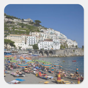 Adesivo Quadrado Praia em Amalfi, Campânia, Itália