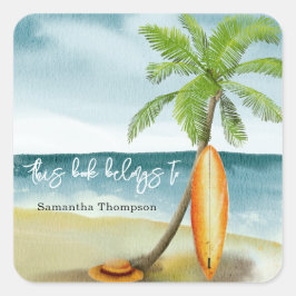 Adesivo Quadrado Praia - este livro pertence a
