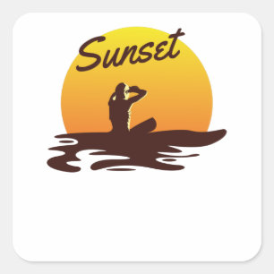 Adesivo Quadrado Praia Sunset