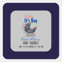 Pram de aquarela vítrea é chá de fraldas2