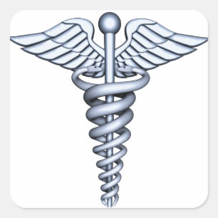 Adesivo Quadrado Prata médica do símbolo