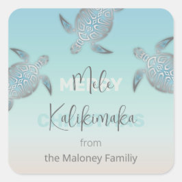 Adesivo Quadrado Prata Turtles Mele Kalikikmaka Coastal 
