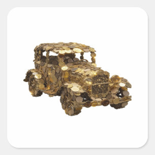 Adesivo Quadrado Prateado Vibrante Estilo de Vinil CARRO DOURADO