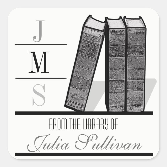 Adesivo Quadrado Prateleira de Vintage, Preta e Branca (Frente)