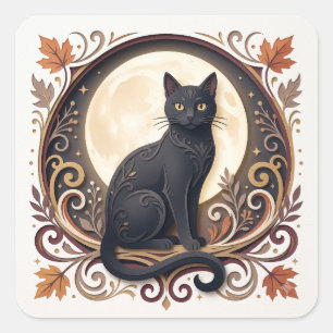 Adesivo Quadrado Prato de papel preto vintage para o Halloween do g