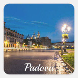Adesivo Quadrado Prato della Valle à noite em Padova, Itália