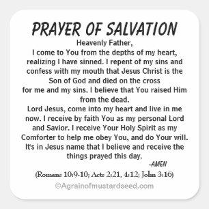 ADESIVO QUADRADO PRAYER OF SALVATION