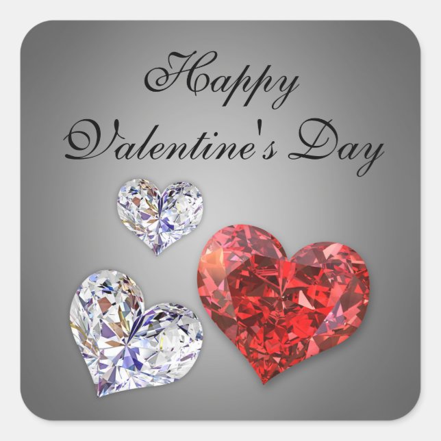 Adesivo Quadrado Precioso Elegante Diamond Hearts (Frente)