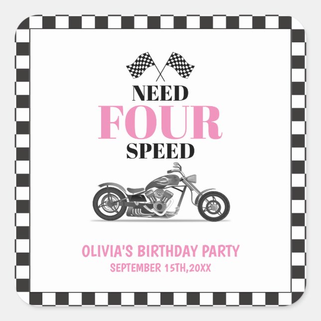 Adesivo Quadrado Precisa De Quatro Bicicletas Pesadas Rosa De Veloc (Frente)